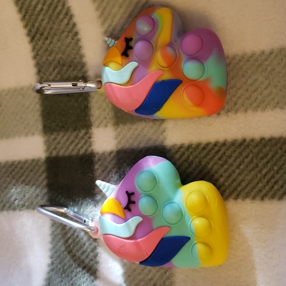 Pop Fidget Tie-dye Silicone Sensory Stress Relief Keychain Set of 2 - Picture 2 of 4